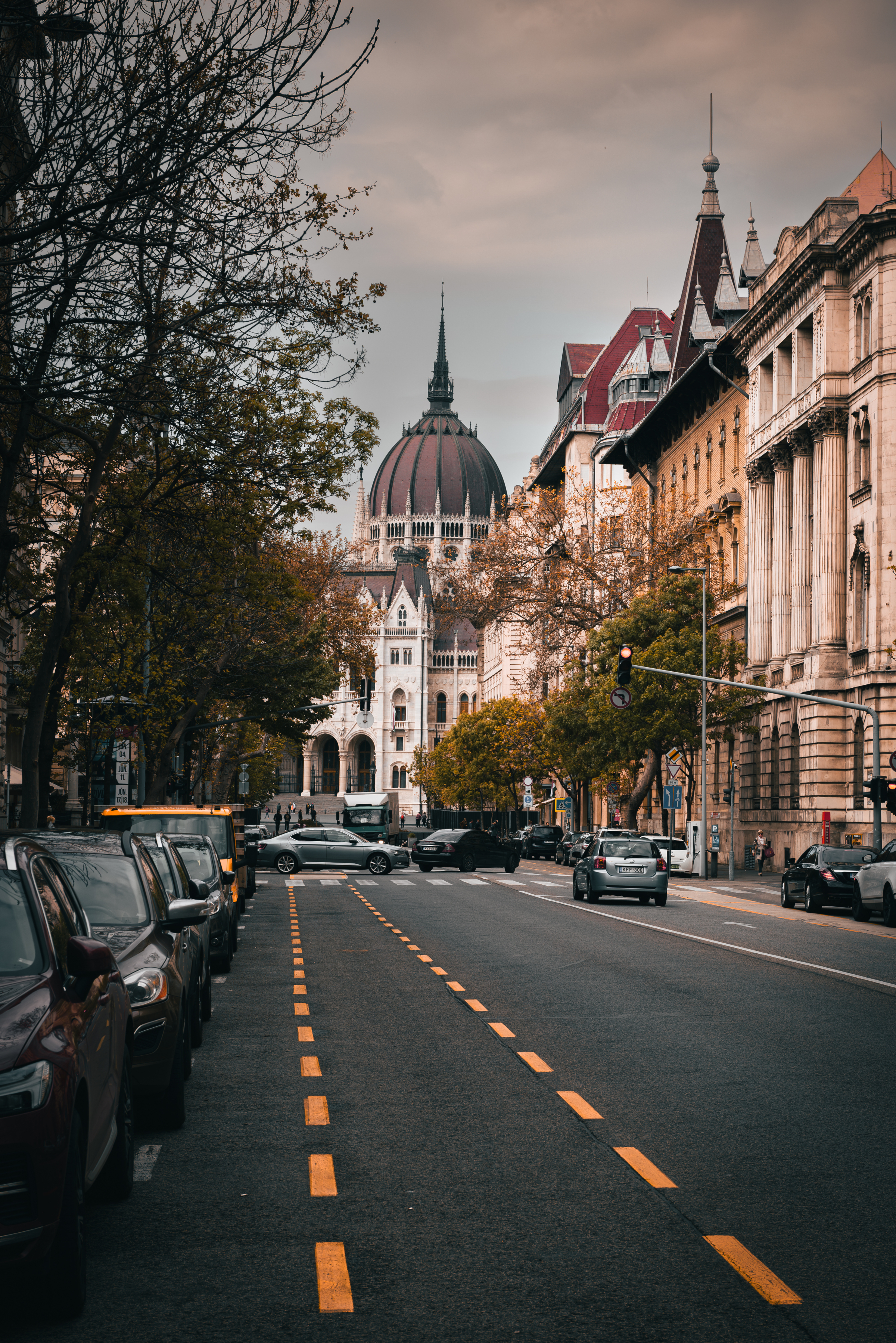 Budapest Streets and the Hungarian Parliament