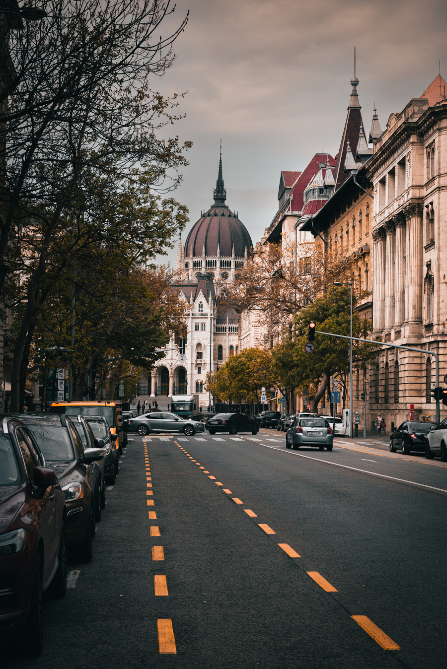 Budapest Streets and the Hungarian Parliament